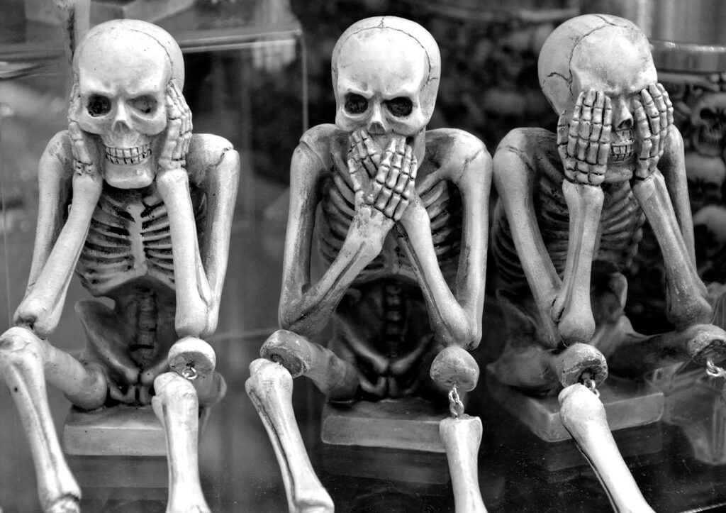 skeletons, funny, hear no evil